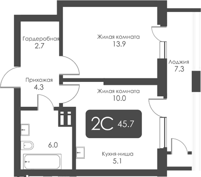 Продажа 2-комнатной студии в&nbsp;жилом комплексе «City Towers»
