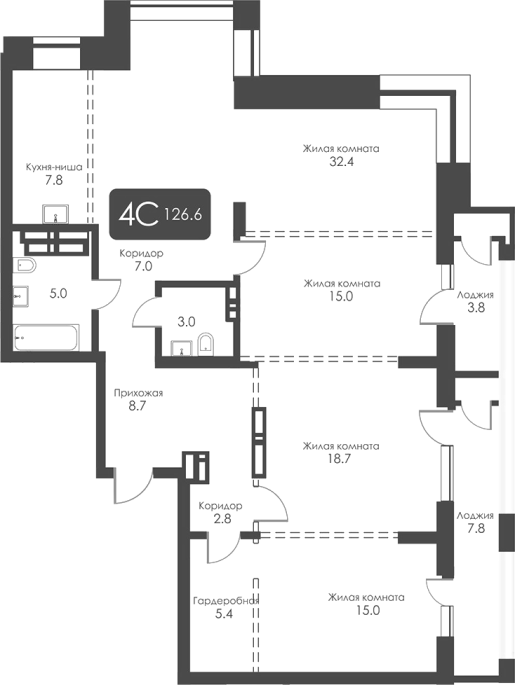 Продажа 4-комнатной студии в&nbsp;жилом комплексе «City Towers»