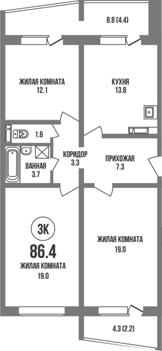 Продажа 3-комнатной в&nbsp;жилом комплексе «Династия»
