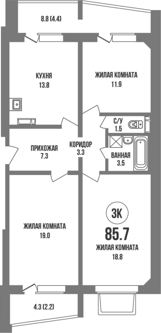Продажа 3-комнатной в&nbsp;жилом комплексе «Династия»