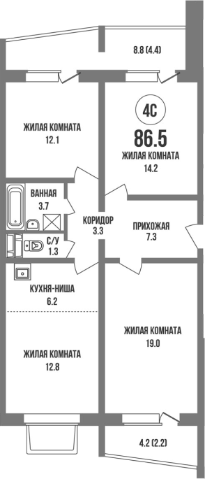 Продажа 4-комнатной студии в&nbsp;жилом комплексе «Династия»