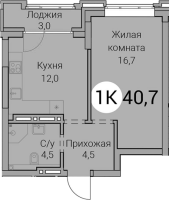 1-комнатная в жилом комлексе «Тайм Сквер»