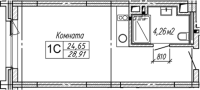 1-комнатная студия в жилом комлексе «Гагарин Сити»