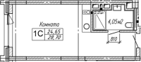 1-комнатная студия в жилом комлексе «Апарт-отель Gagarin City (Гагарин Сити)»