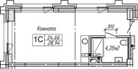 1-комнатная студия в жилом комлексе «Гагарин Сити»