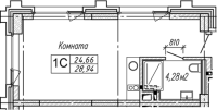 1-комнатная студия в жилом комлексе «Гагарин Сити»