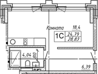 1-комнатная студия в жилом комлексе «Гагарин Сити»