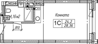 1-комнатная студия в жилом комлексе «Гагарин Сити»