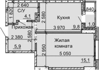 1-комнатная в жилом комлексе «Столетов»