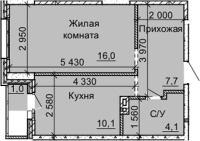 1-комнатная в жилом комлексе «Столетов»