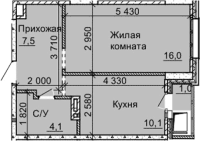 1-комнатная в жилом комлексе «Столетов»
