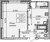 1-комнатная в жилом комлексе «Серебряный ключ»