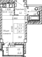 1-комнатная студия в жилом комлексе «Серебряный ключ»