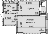 1-комнатная в жилом комлексе «Столетов»