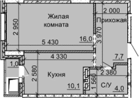 1-комнатная в жилом комлексе «Столетов»