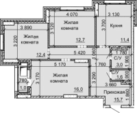 3-комнатная в жилом комлексе «Столетов»