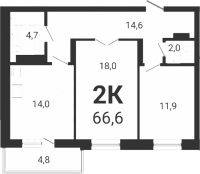 2-комнатная в жилом комлексе «Тетрис»
