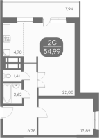 2-комнатная студия в жилом комлексе «Аквамарин»