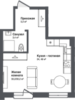 1-комнатная студия в жилом комлексе «Мечта»