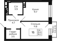 1-комнатная в жилом комлексе «Сподвижники»