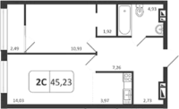 2-комнатная студия в жилом комлексе «Астон.Шесть Звезд»