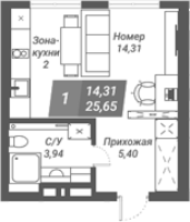 1-комнатная студия в жилом комлексе «Ворошилов»