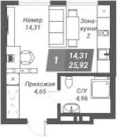 1-комнатная студия в жилом комлексе «Ворошилов»