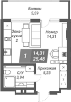 1-комнатная студия в жилом комлексе «Ворошилов»
