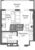 1-комнатная студия в жилом комлексе «Ворошилов»