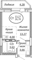 1-комнатная студия в жилом комлексе «Пролетарский»