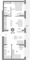3-комнатная студия в жилом комлексе «Лебедевский»