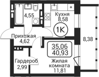 1-комнатная в жилом комлексе «Пегас»