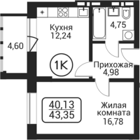 1-комнатная в жилом комлексе «Пегас»