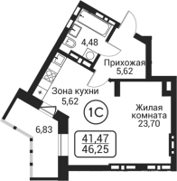 1-комнатная студия в жилом комлексе «Пегас»