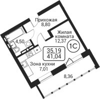 1-комнатная студия в жилом комлексе «Пегас»