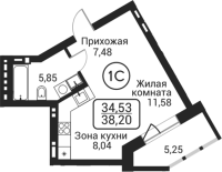 1-комнатная студия в жилом комлексе «Пегас»