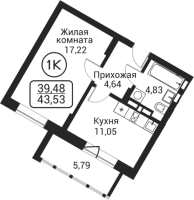 1-комнатная в жилом комлексе «Пегас»