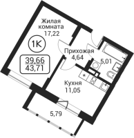1-комнатная в жилом комлексе «Пегас»