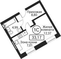 1-комнатная студия в жилом комлексе «Пегас»