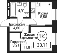 1-комнатная в жилом комлексе «Пегас»