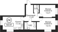 2-комнатная в жилом комлексе «Пегас»