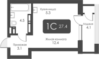 1-комнатная студия в жилом комлексе «City Towers»