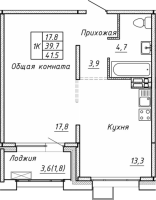 1-комнатная в жилом комлексе «Гренландия»