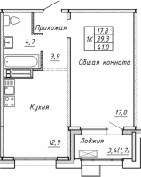 1-комнатная в жилом комлексе «Гренландия»