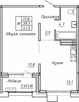 1-комнатная в жилом комлексе «Гренландия»