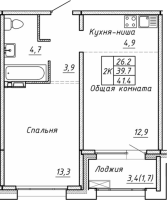 1-комнатная в жилом комлексе «Гренландия»