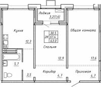 2-комнатная в жилом комлексе «Гренландия»