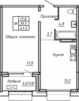 1-комнатная в жилом комлексе «Гренландия»