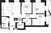 3-комнатная в жилом комлексе «Паскаль»