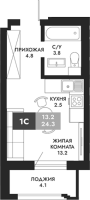 1-комнатная студия в жилом комлексе «Паскаль»